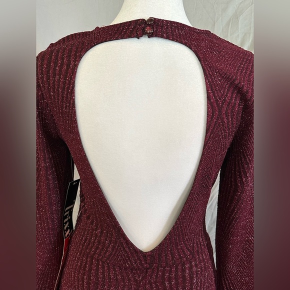Trixxi Burgundy Sparkle Knit Long Sleeve Dress - Picture 5 of 6